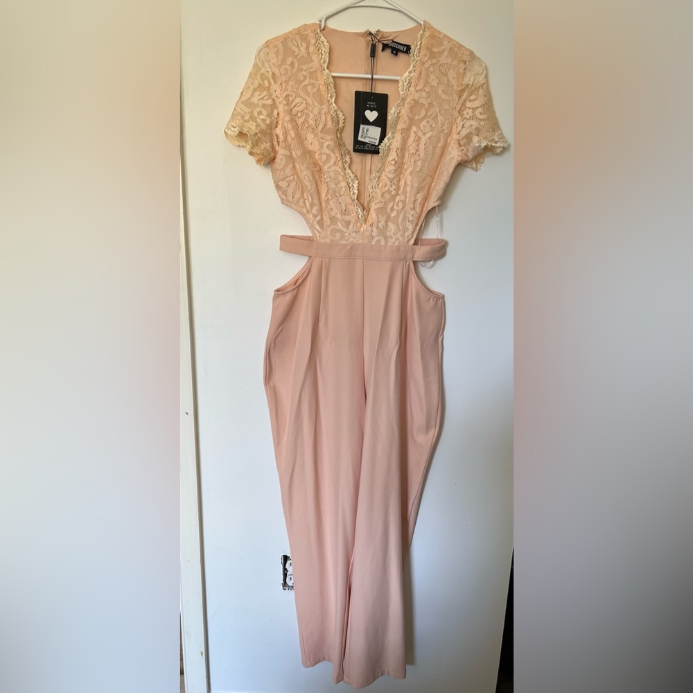 Elegant Lace Peach Jumpsuit